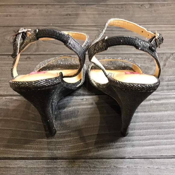 Sparkle Midnight Peep Toe Wedge Sandal - Picture 4 of 6